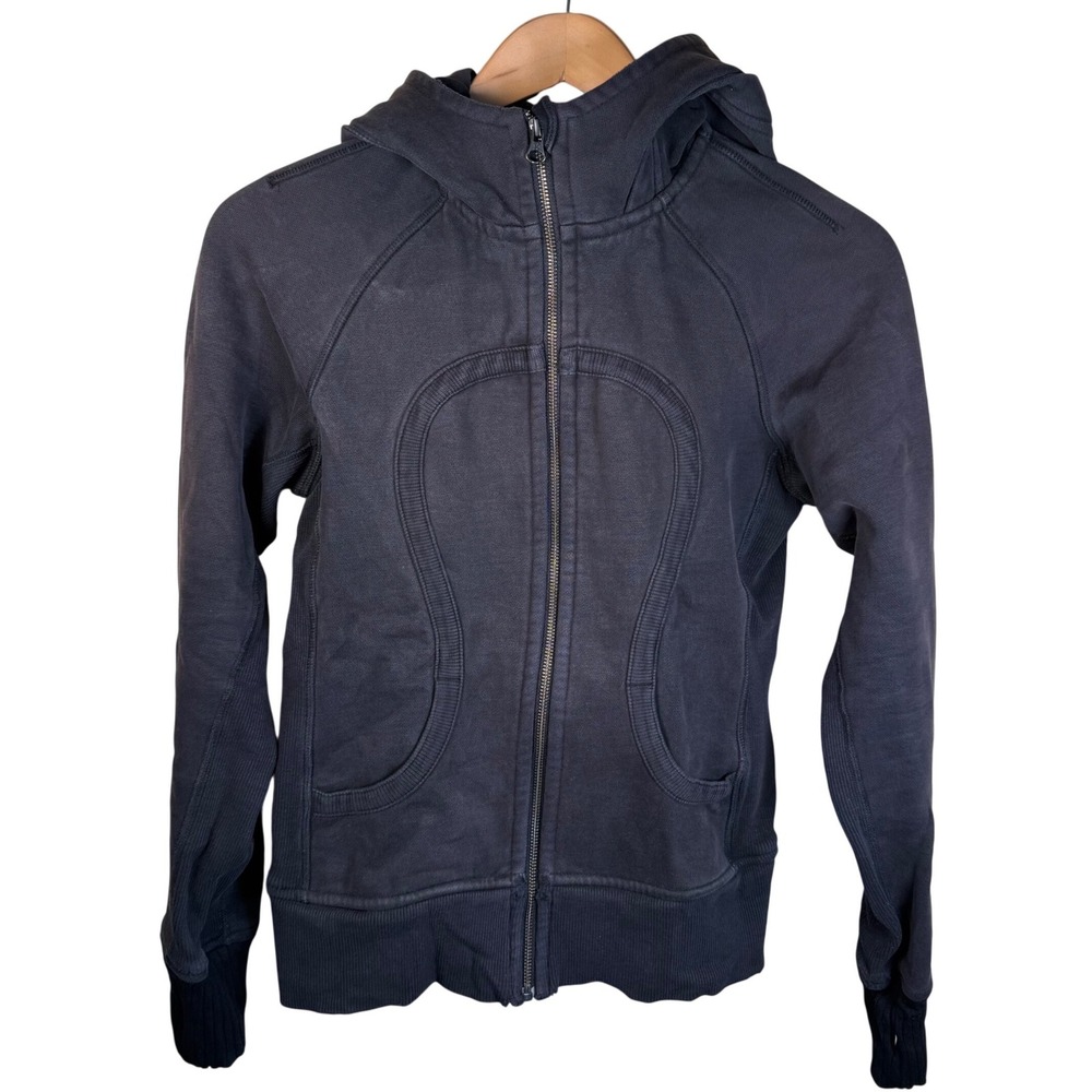 Lululemon Scuba Full Zip Hoodie Women 6 Black Special‎ Edition Logo RARE Active